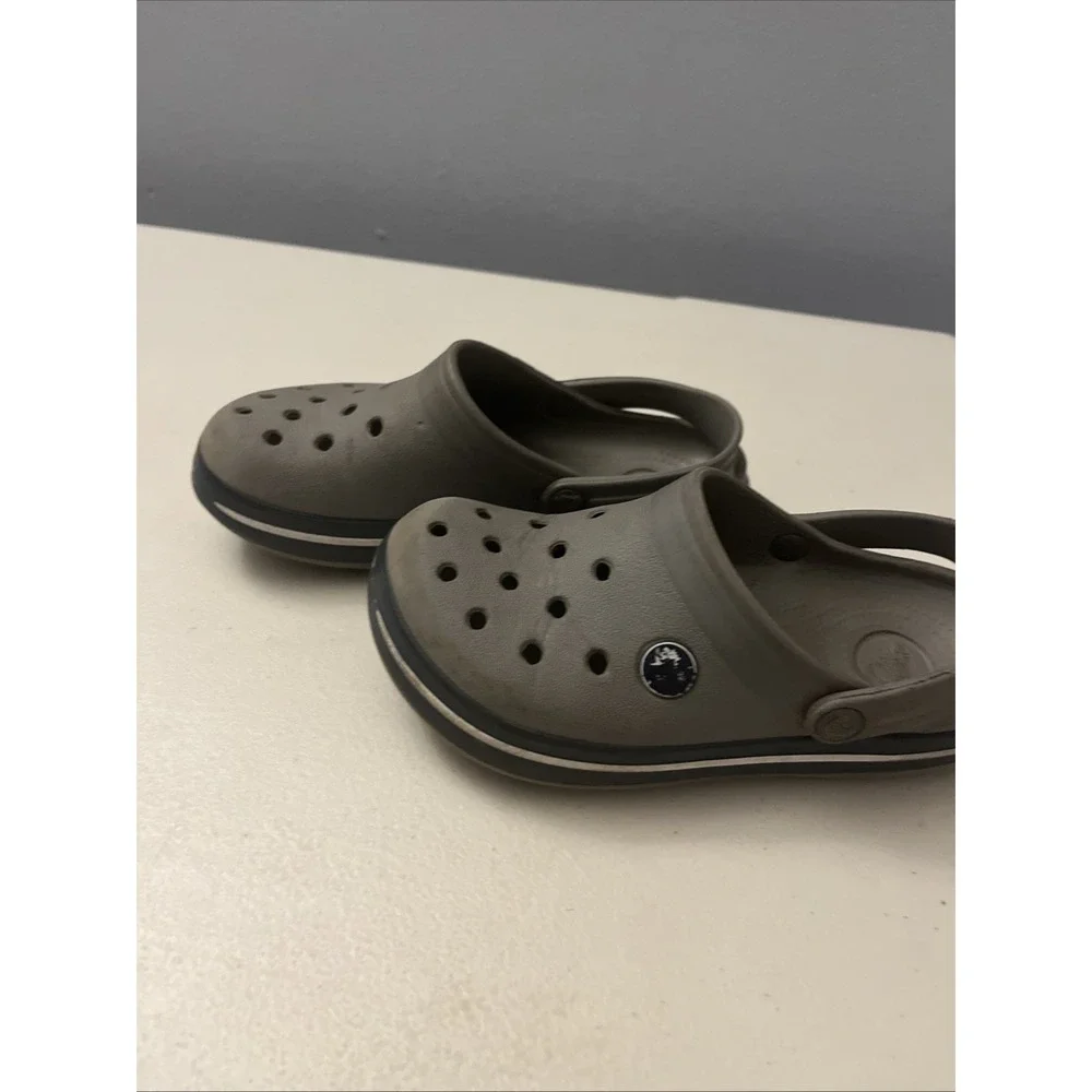 Children's Size 12/13 Gray Crocs Slip On Slipper Water Shoes Some Wear